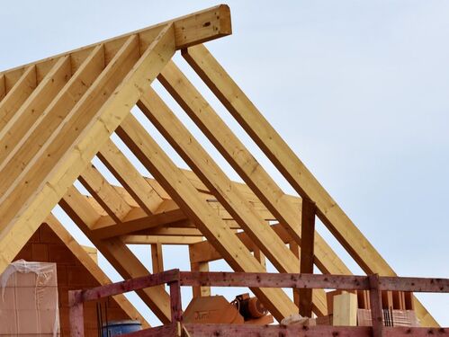 Unfinished vaulted roof beams